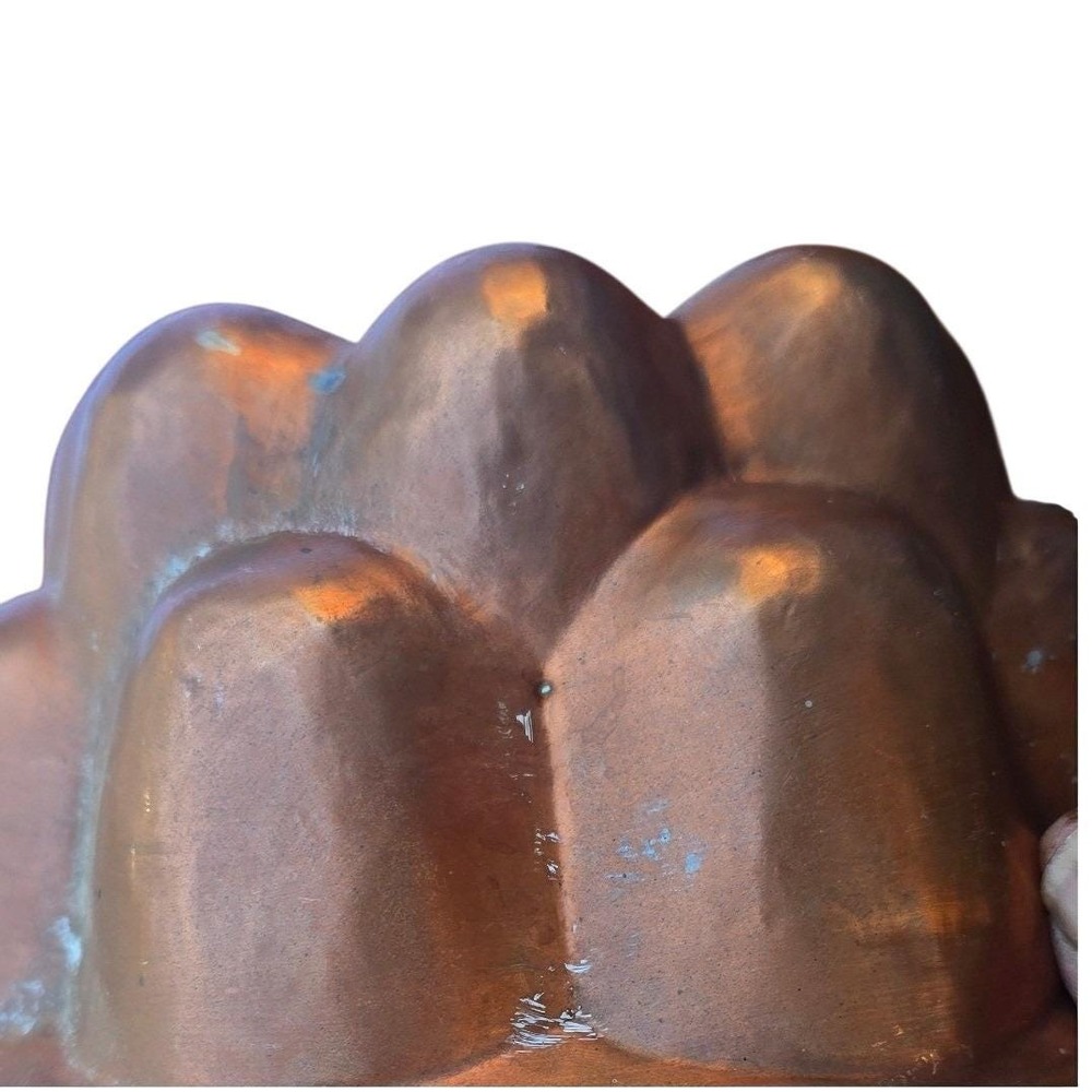 Vintage Copper Fluted Bundt Cake Gelatin Mold Pan Hanging Wall Decor 8inch - Picture 5 of 6